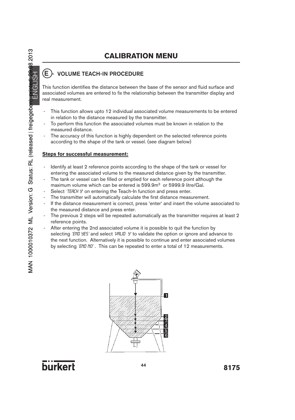 Calibration menu, English | Burkert Type 8175 User Manual | Page 112 / 204