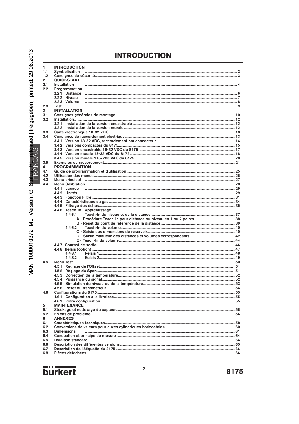8175 introduction, Francais | Burkert Type 8175 User Manual | Page 138 / 204