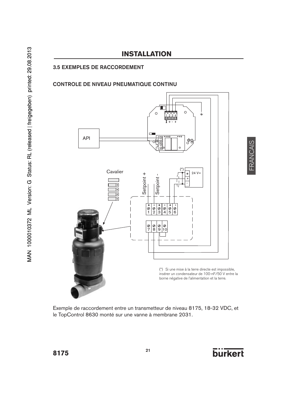 Installation, Francais | Burkert Type 8175 User Manual | Page 157 / 204