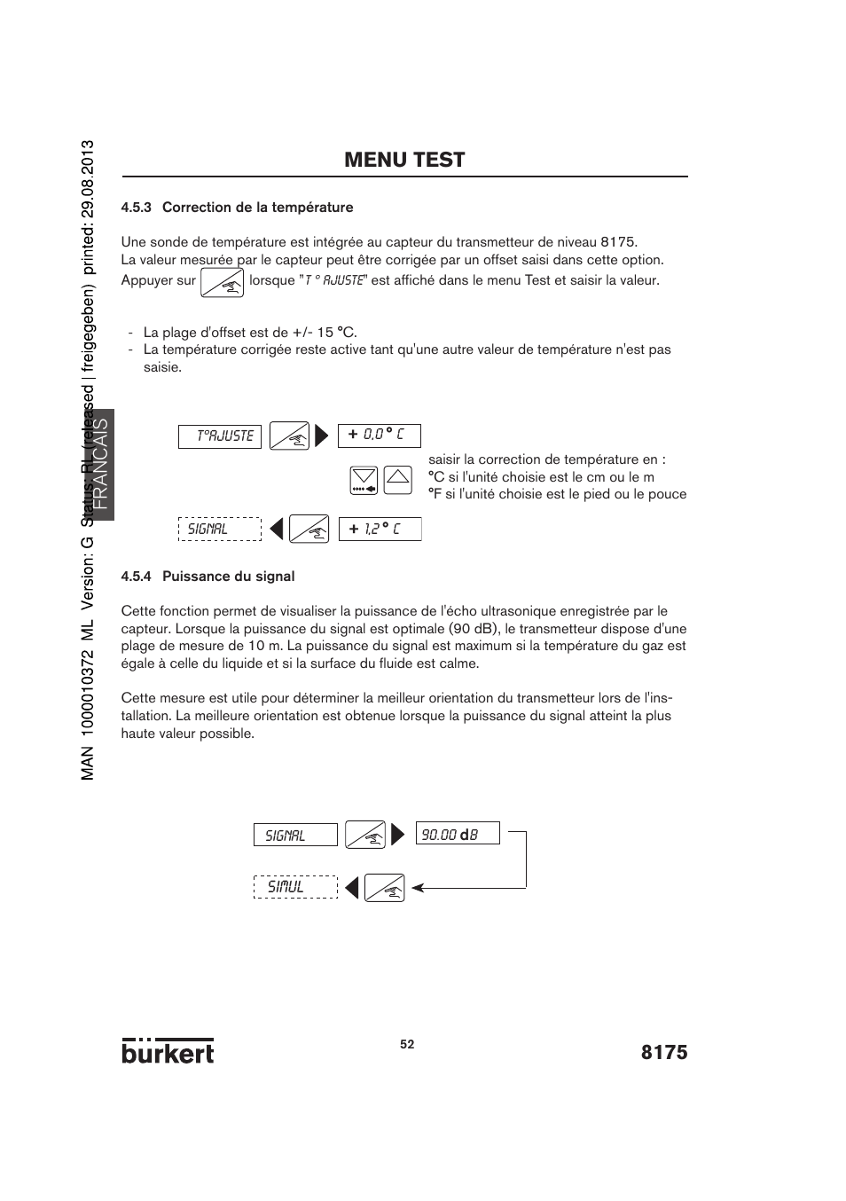 8175 menu test, Francais, Simul | Burkert Type 8175 User Manual | Page 188 / 204