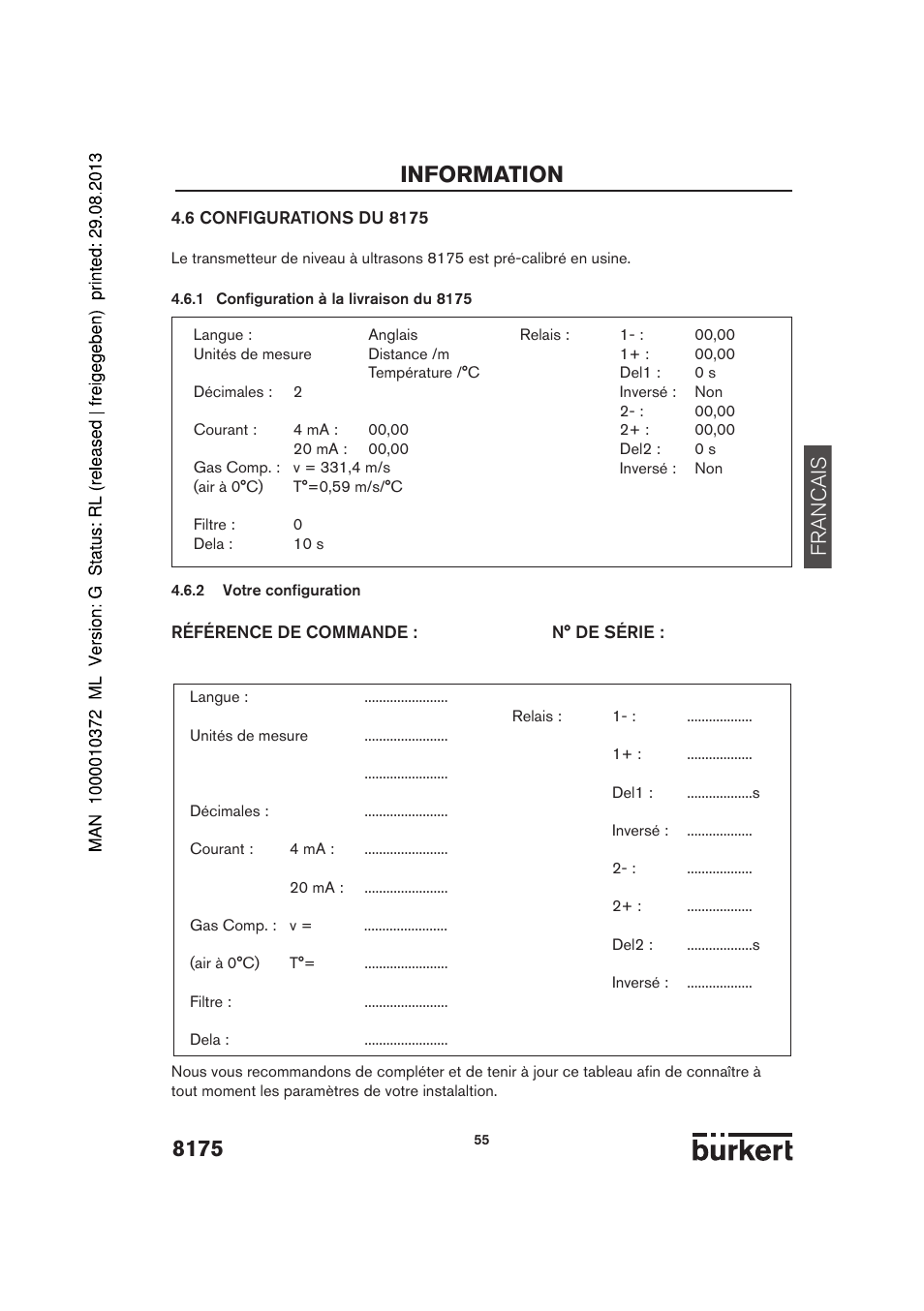 Information, Francais | Burkert Type 8175 User Manual | Page 191 / 204