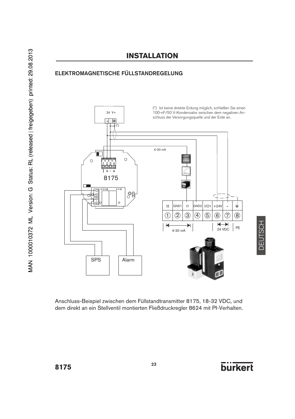 Installation, De ut sch | Burkert Type 8175 User Manual | Page 23 / 204