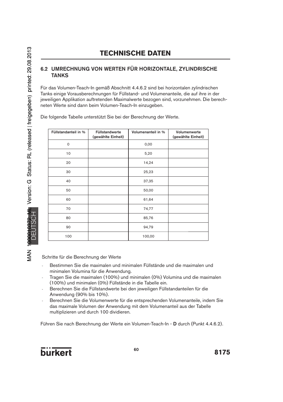 8175 technische daten, De ut sch | Burkert Type 8175 User Manual | Page 60 / 204