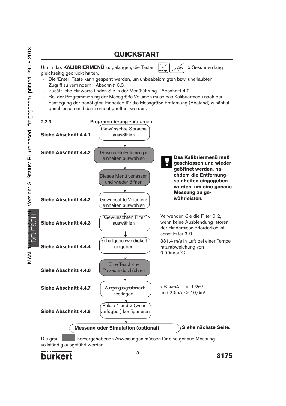 8175 quickstart, De ut sch | Burkert Type 8175 User Manual | Page 8 / 204