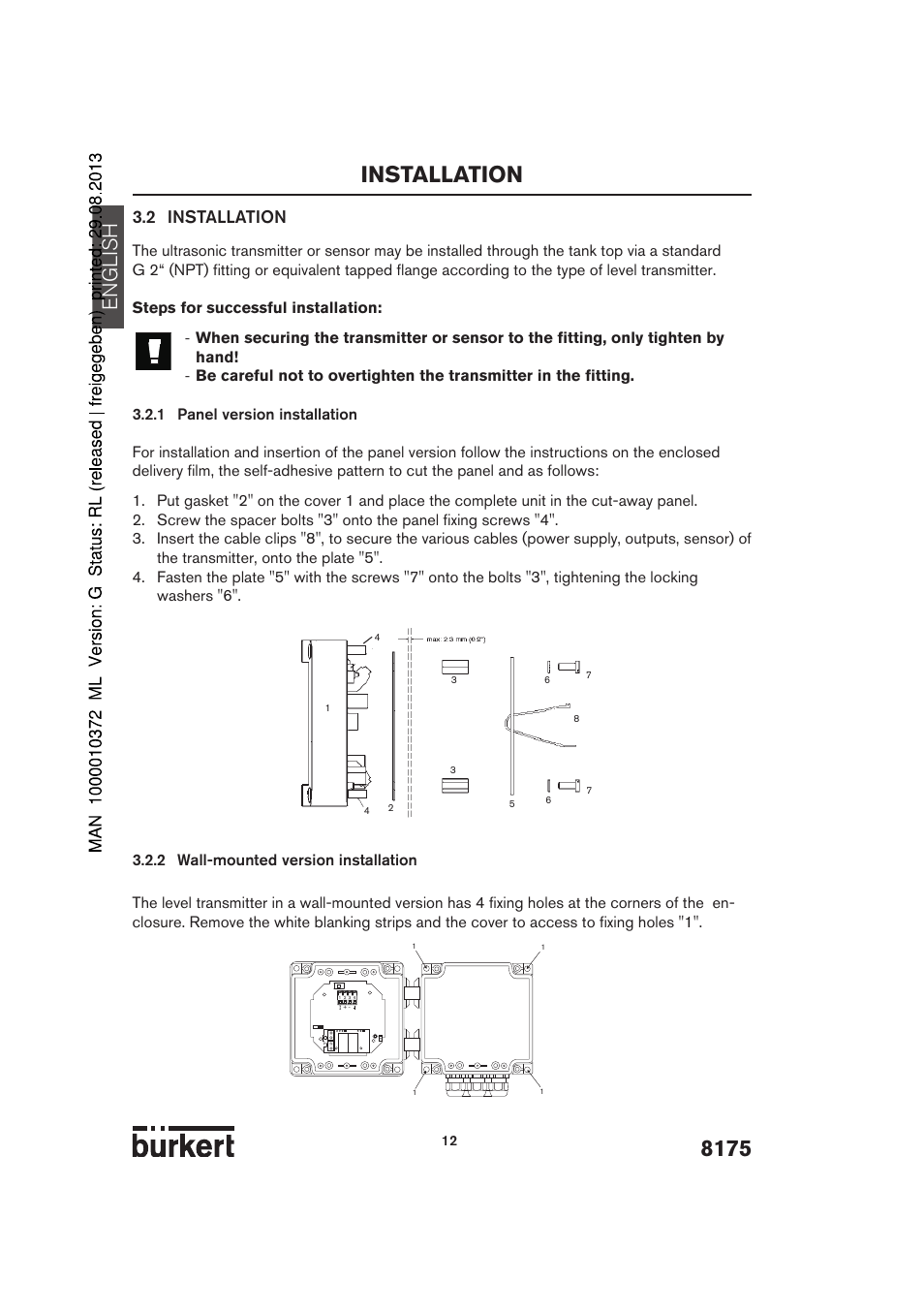 Installation, English, 2 installation | Burkert Type 8175 User Manual | Page 80 / 204