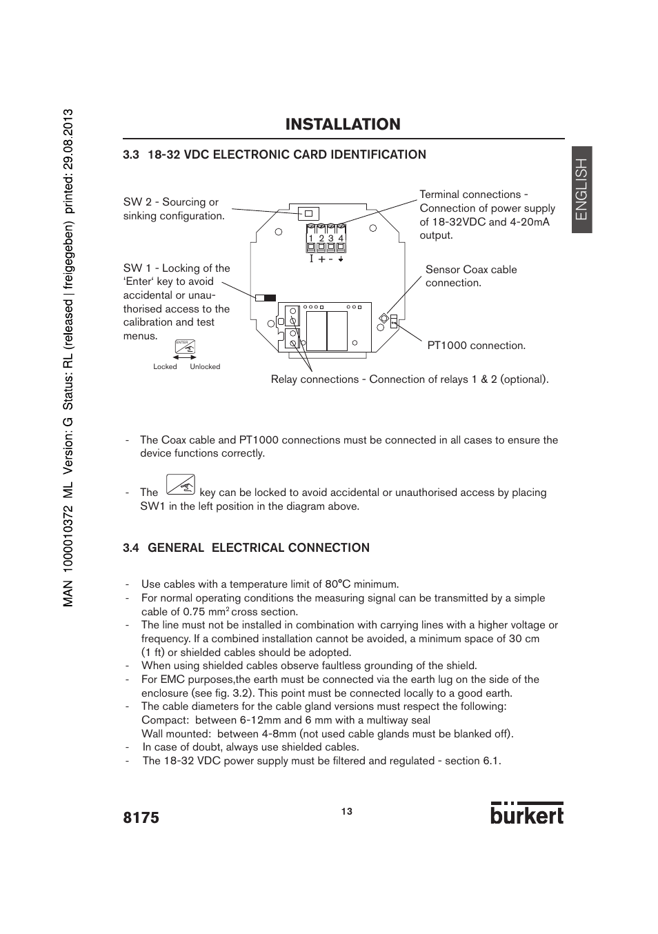 Installation, English | Burkert Type 8175 User Manual | Page 81 / 204