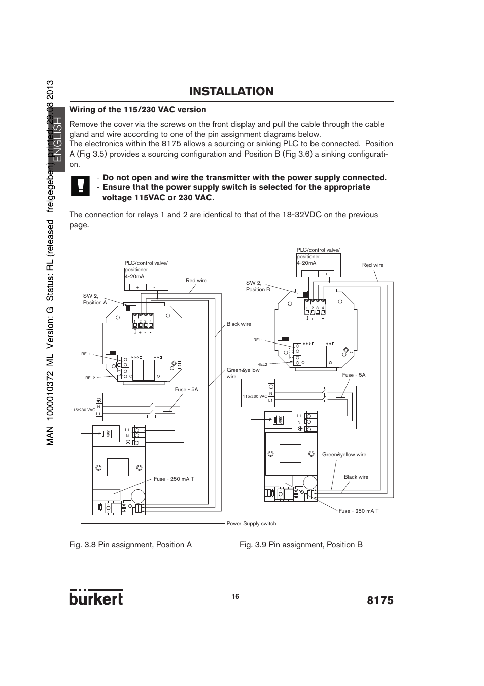 Installation, English | Burkert Type 8175 User Manual | Page 84 / 204