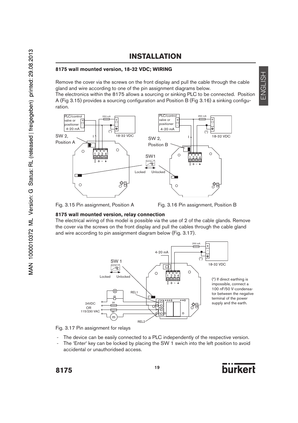 Installation, English | Burkert Type 8175 User Manual | Page 87 / 204