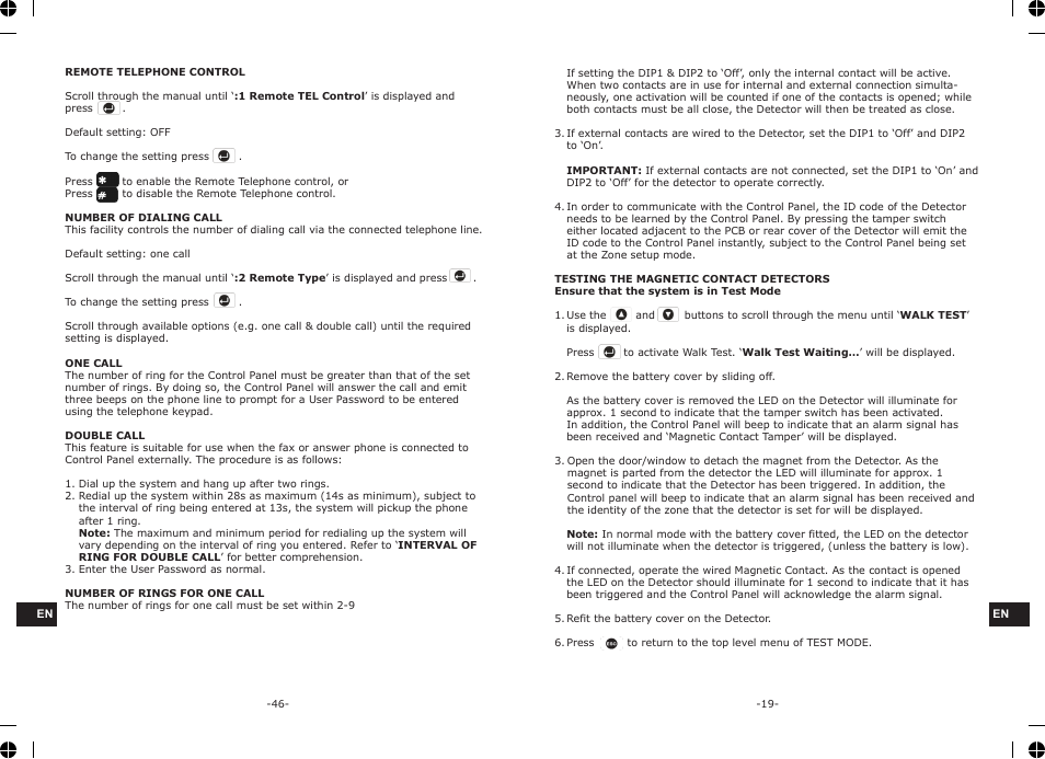 ELRO HA68S Multi-zone professional alarm system USERS MANUAL User Manual | Page 21 / 34