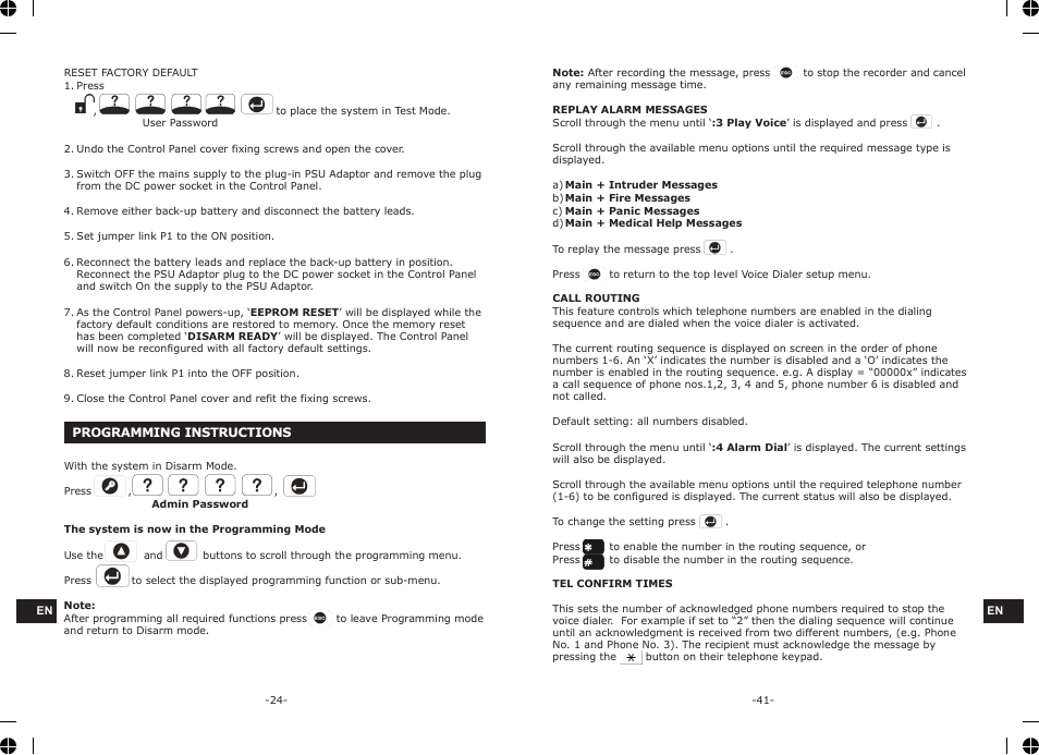 ELRO HA68S Multi-zone professional alarm system USERS MANUAL User Manual | Page 26 / 34