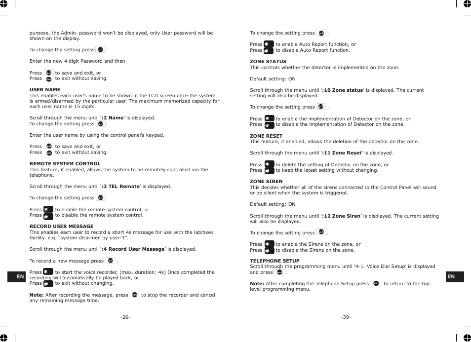 ELRO HA68S Multi-zone professional alarm system USERS MANUAL User Manual | Page 28 / 34