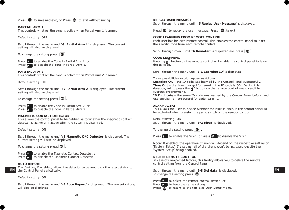 ELRO HA68S Multi-zone professional alarm system USERS MANUAL User Manual | Page 29 / 34