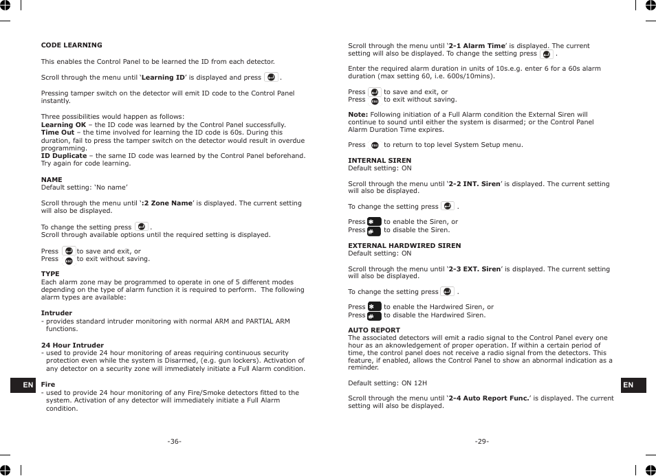 ELRO HA68S Multi-zone professional alarm system USERS MANUAL User Manual | Page 31 / 34