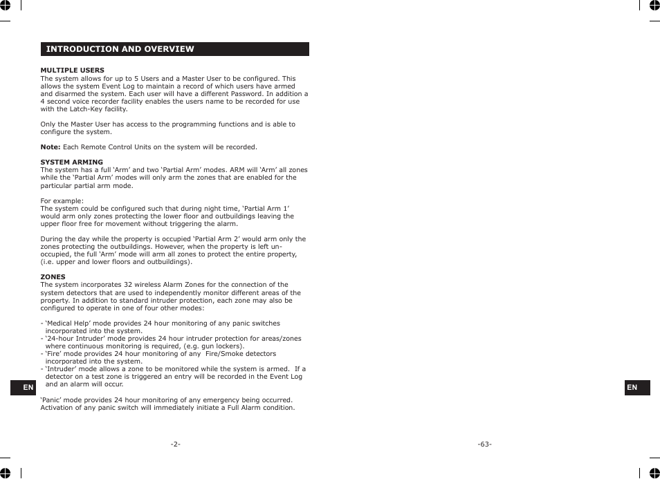 ELRO HA68S Multi-zone professional alarm system USERS MANUAL User Manual | Page 4 / 34