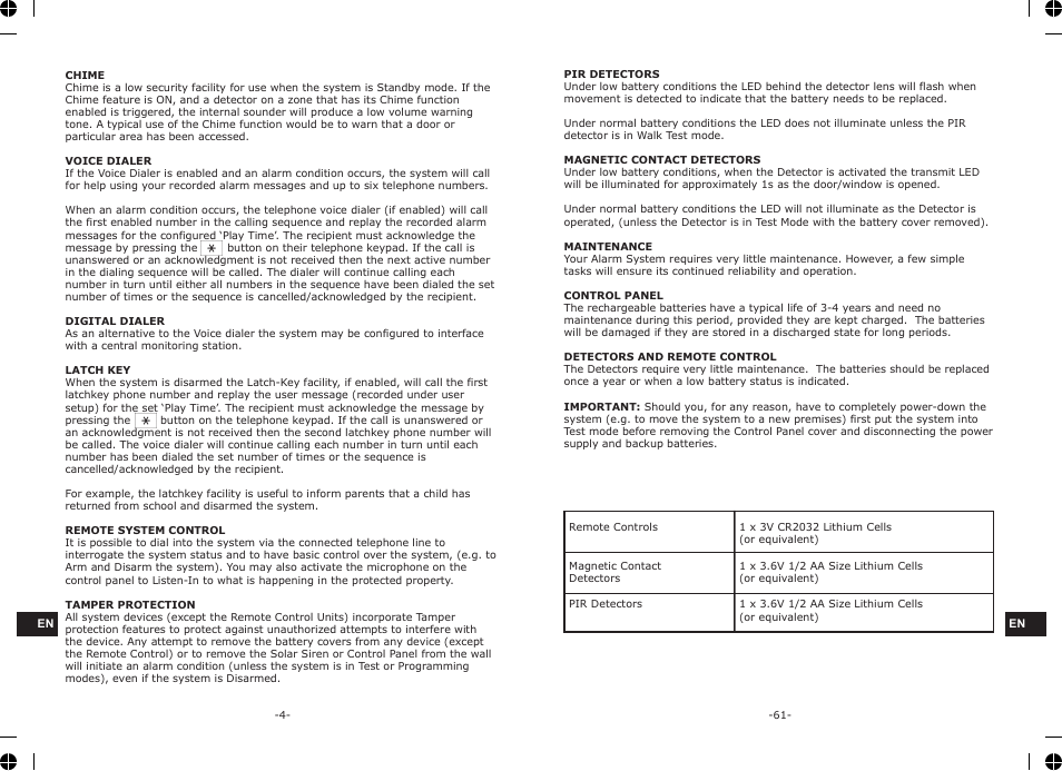 ELRO HA68S Multi-zone professional alarm system USERS MANUAL User Manual | Page 6 / 34