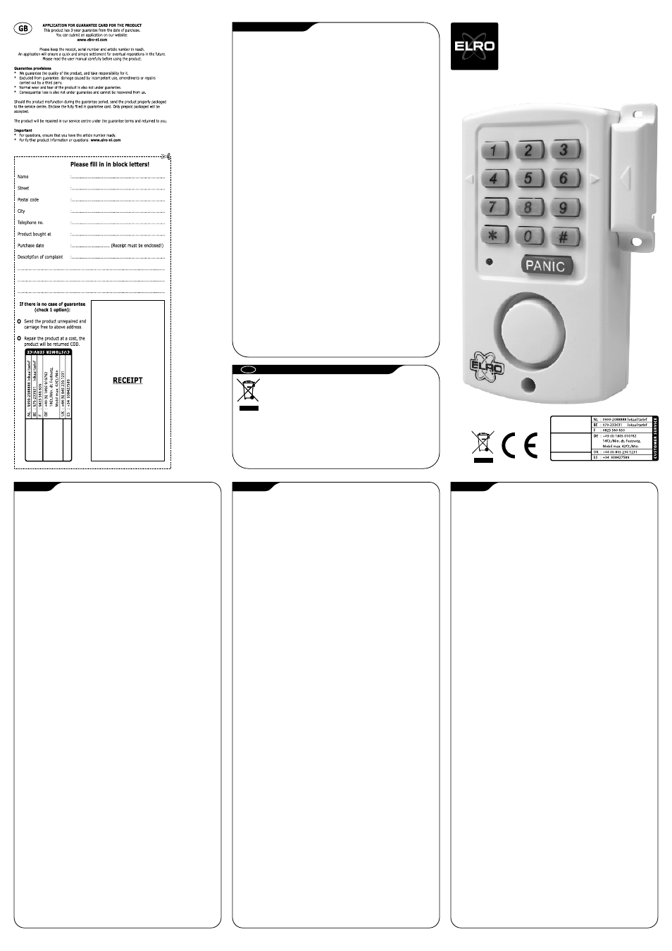 ELRO SC11 Window _ door alarm User Manual | 2 pages