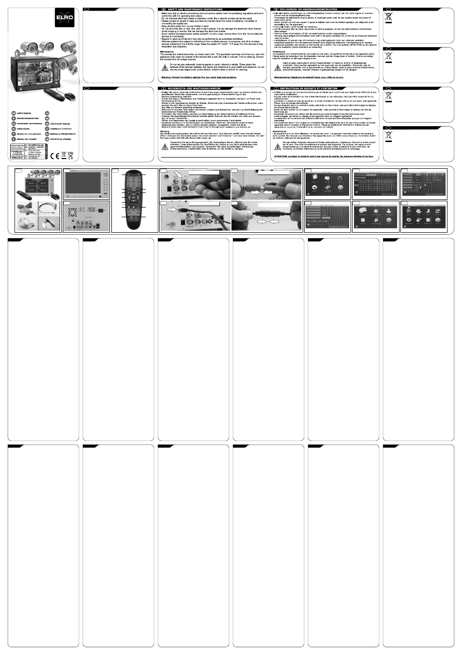 ELRO DVR74S 7 TFT 4-channel digital recorder + 500Gb hard disc 4x CMOS external color cameras User Manual | 1 page