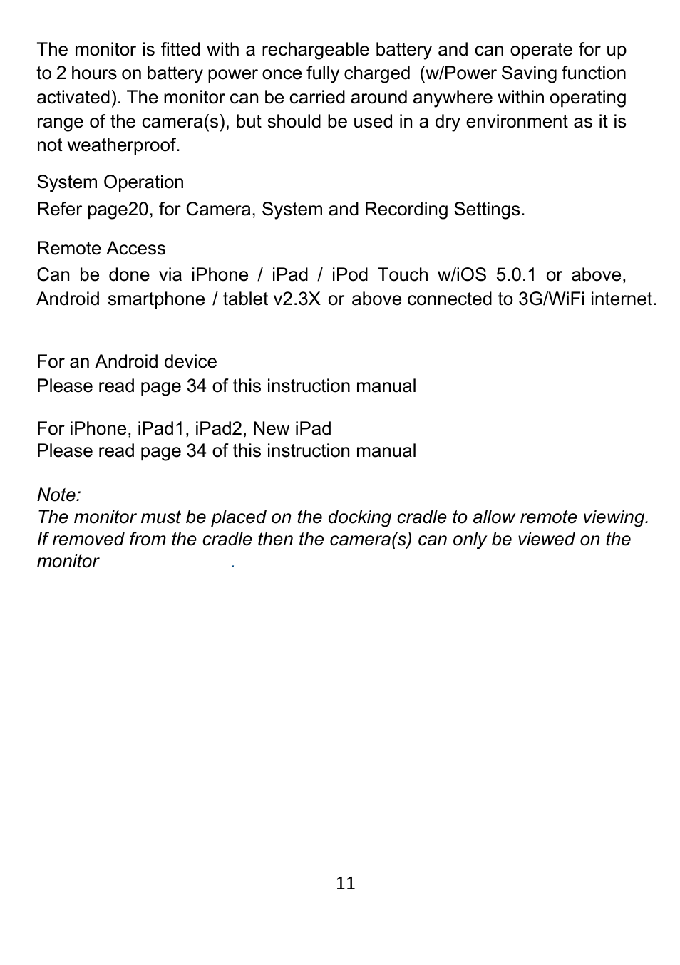 ELRO DWH SERIES VIDEO SECURITY SYSTEM User Manual | Page 11 / 39