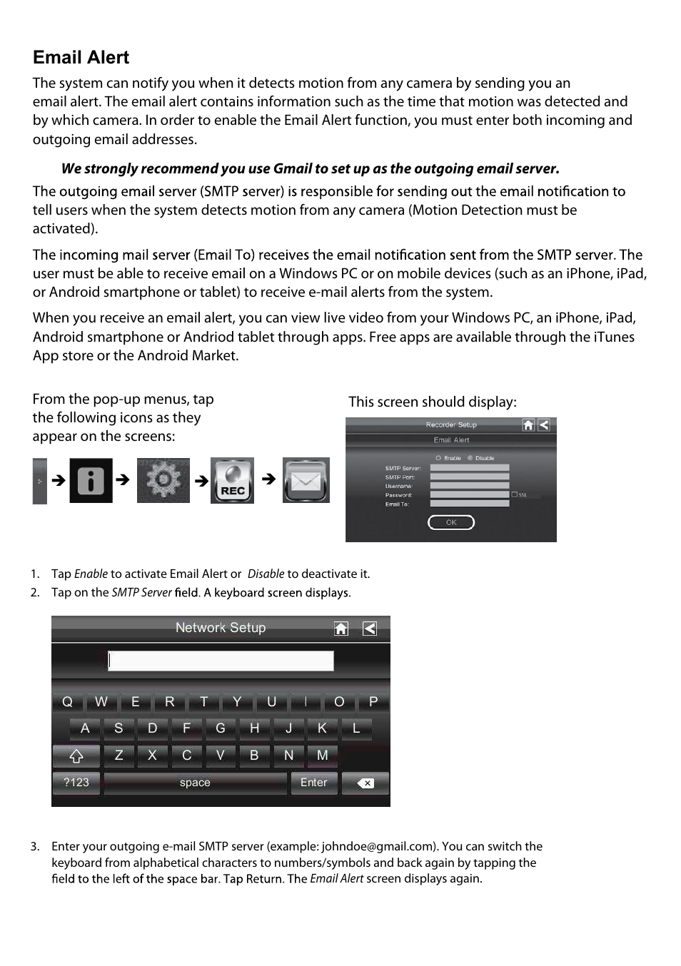 Email alert | ELRO DWH SERIES VIDEO SECURITY SYSTEM User Manual | Page 22 / 39