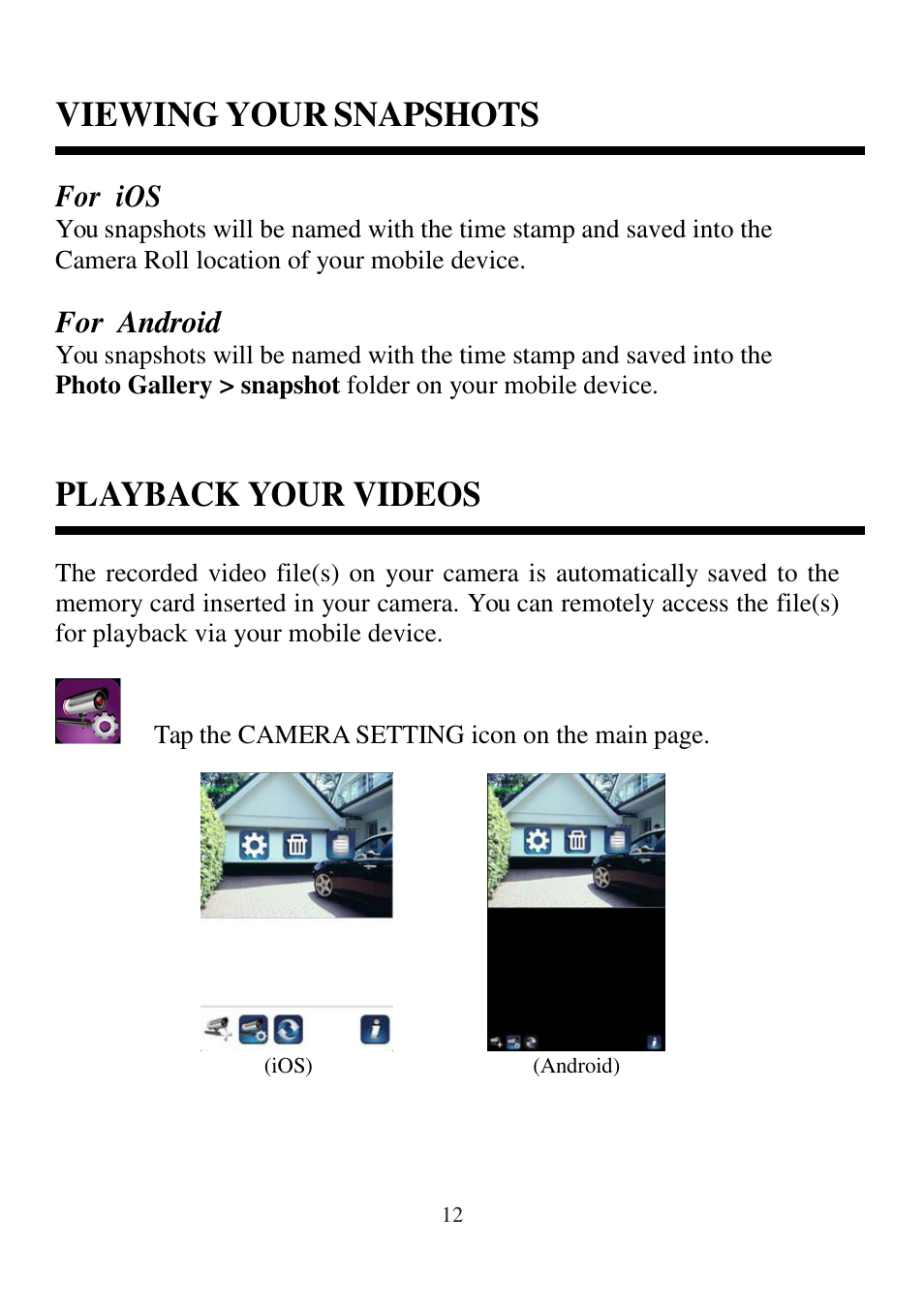 Viewing your snapshots, Playback your videos | ELRO C935IP Plug & play network camera HD USERS MANUAL User Manual | Page 14 / 33