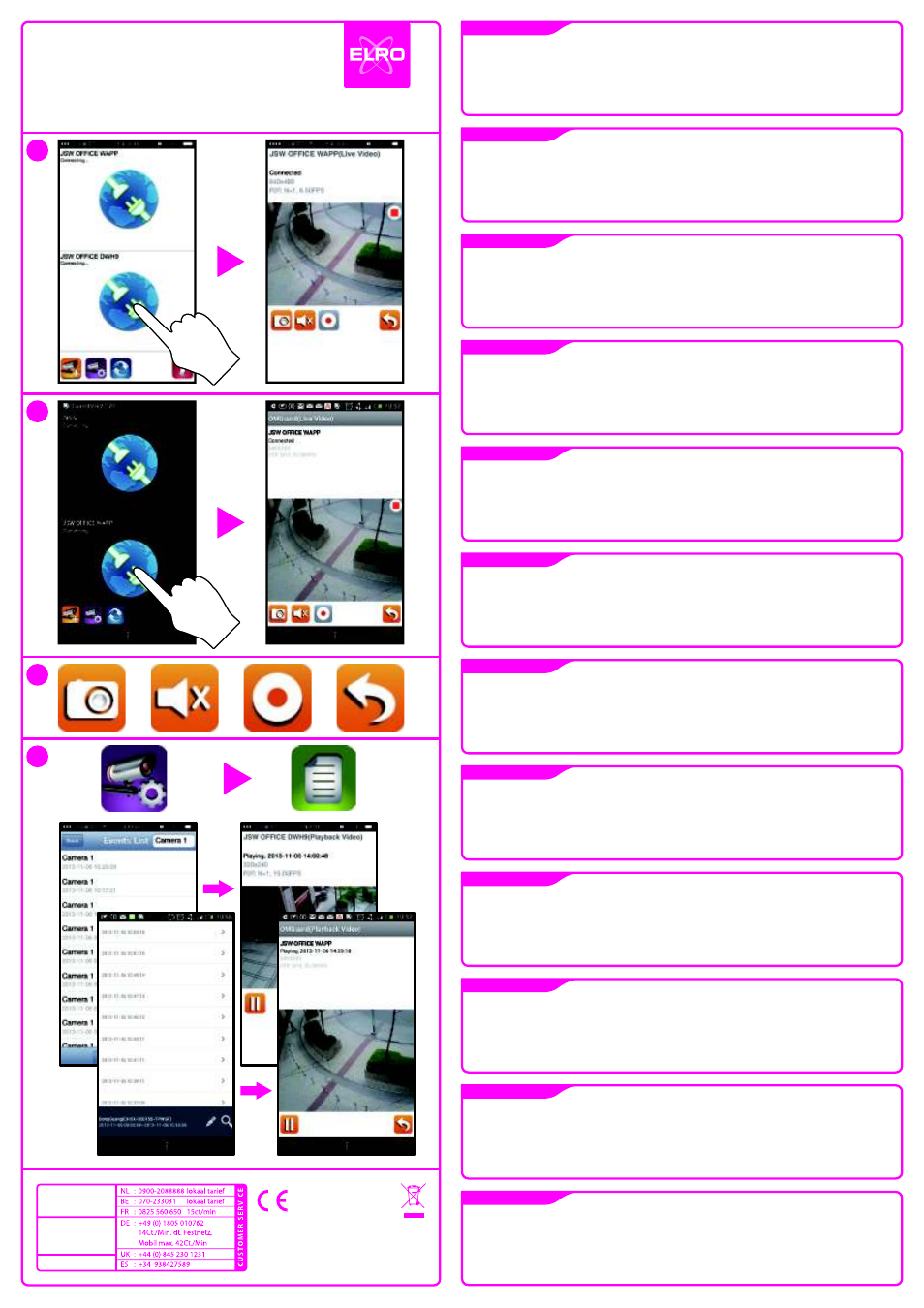 Live view snapshot playback c905ip, Smartwares | ELRO C905IP Plug & play network camera QUICK GUIDE User Manual | Page 2 / 2