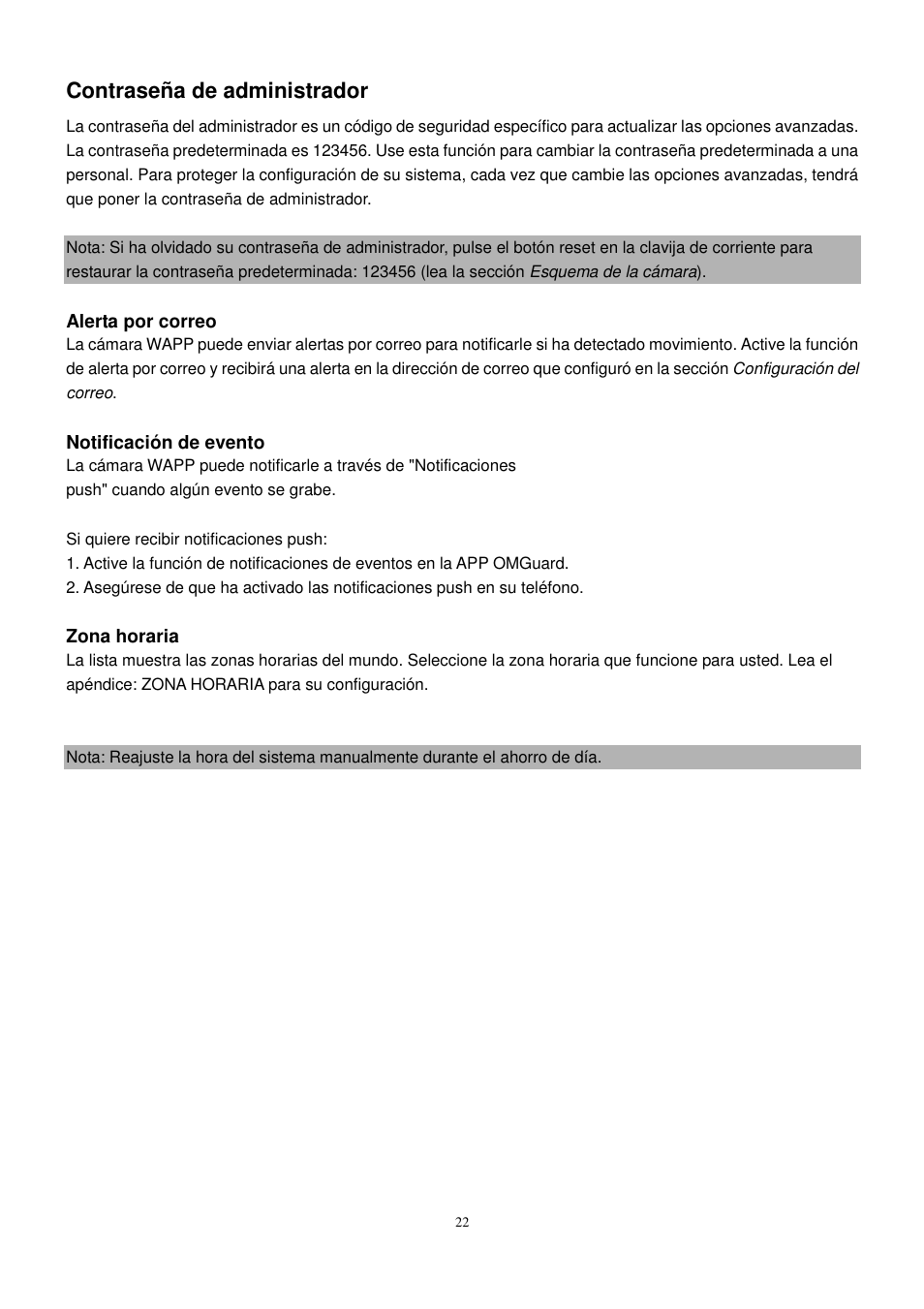 Contraseña de administrador | ELRO C905IP Plug & play network camera USERS MANUAL User Manual | Page 23 / 32