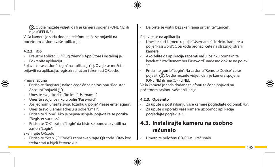 Instalirajte kameru na osobno računalo | ELRO FA703IP Plug & play wifi network camera User Manual | Page 145 / 176