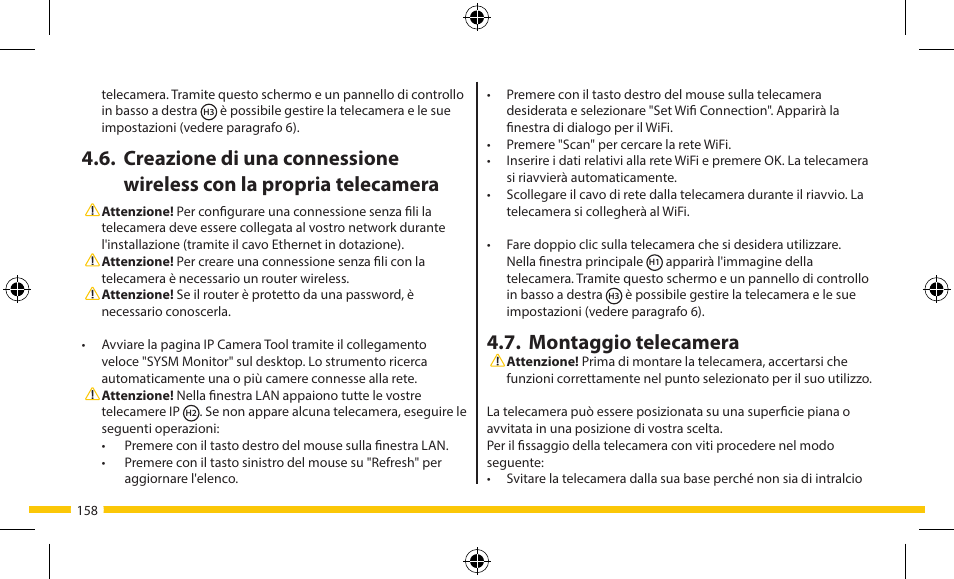 Montaggio telecamera | ELRO FA703IP Plug & play wifi network camera User Manual | Page 158 / 176