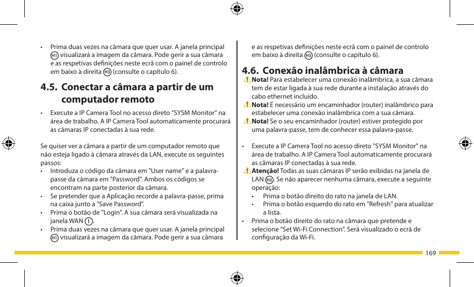 Conexão inalâmbrica à câmara, Conectar a câmara a partir de um computador remoto | ELRO FA703IP Plug & play wifi network camera User Manual | Page 169 / 176