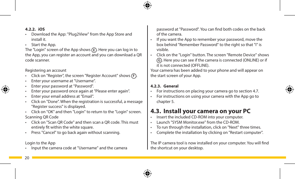 Install your camera on your pc | ELRO FA703IP Plug & play wifi network camera User Manual | Page 20 / 176