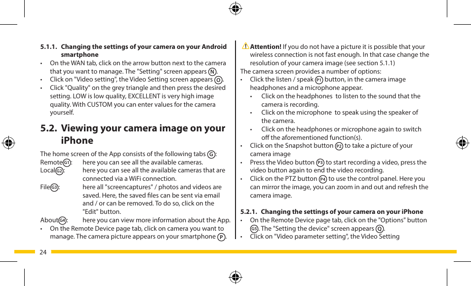 Viewing your camera image on your iphone | ELRO FA703IP Plug & play wifi network camera User Manual | Page 24 / 176