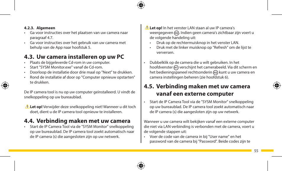 Uw camera installeren op uw pc, Verbinding maken met uw camera | ELRO FA703IP Plug & play wifi network camera User Manual | Page 55 / 176