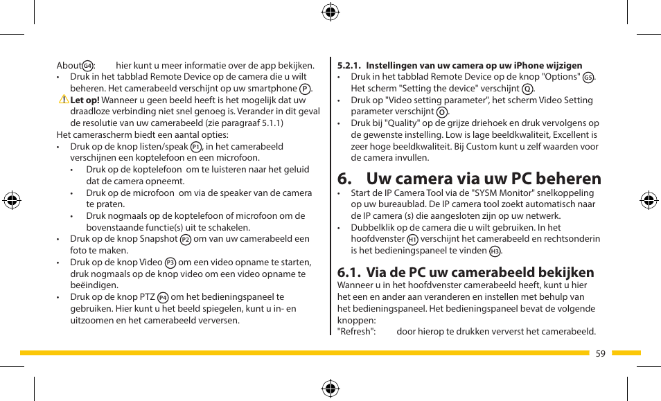 Uw camera via uw pc beheren, Via de pc uw camerabeeld bekijken | ELRO FA703IP Plug & play wifi network camera User Manual | Page 59 / 176