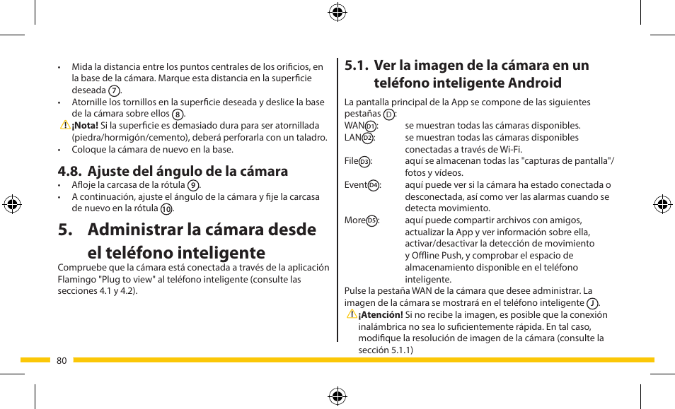 Ajuste del ángulo de la cámara | ELRO FA703IP Plug & play wifi network camera User Manual | Page 80 / 176