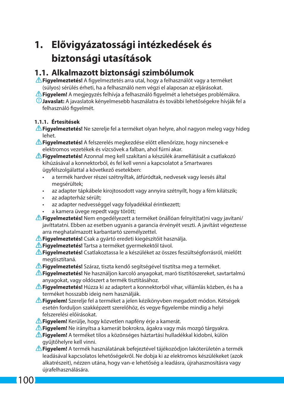 Alkalmazott biztonsági szimbólumok | ELRO C904IP.2 Plug & play network camera User Manual | Page 100 / 140