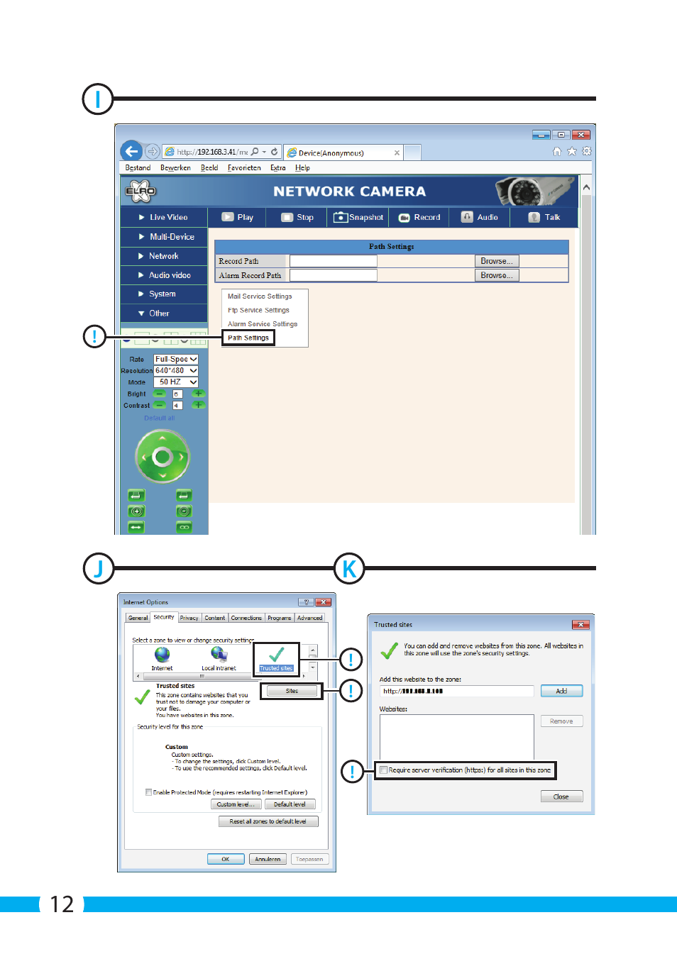 12 i j k | ELRO C904IP.2 Plug & play network camera User Manual | Page 12 / 140
