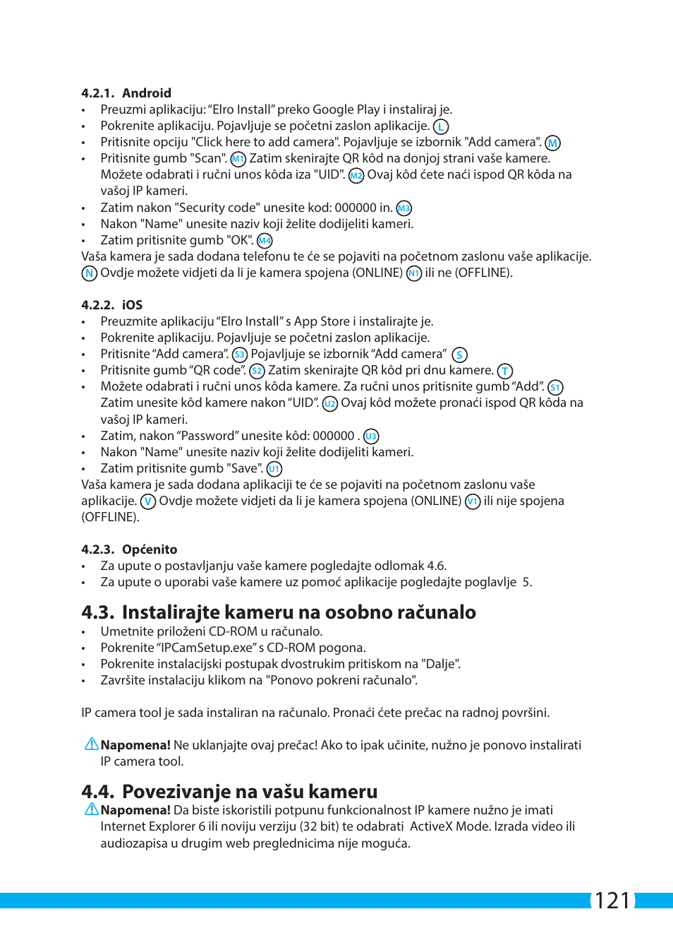 Instalirajte kameru na osobno računalo, Povezivanje na vašu kameru | ELRO C904IP.2 Plug & play network camera User Manual | Page 121 / 140