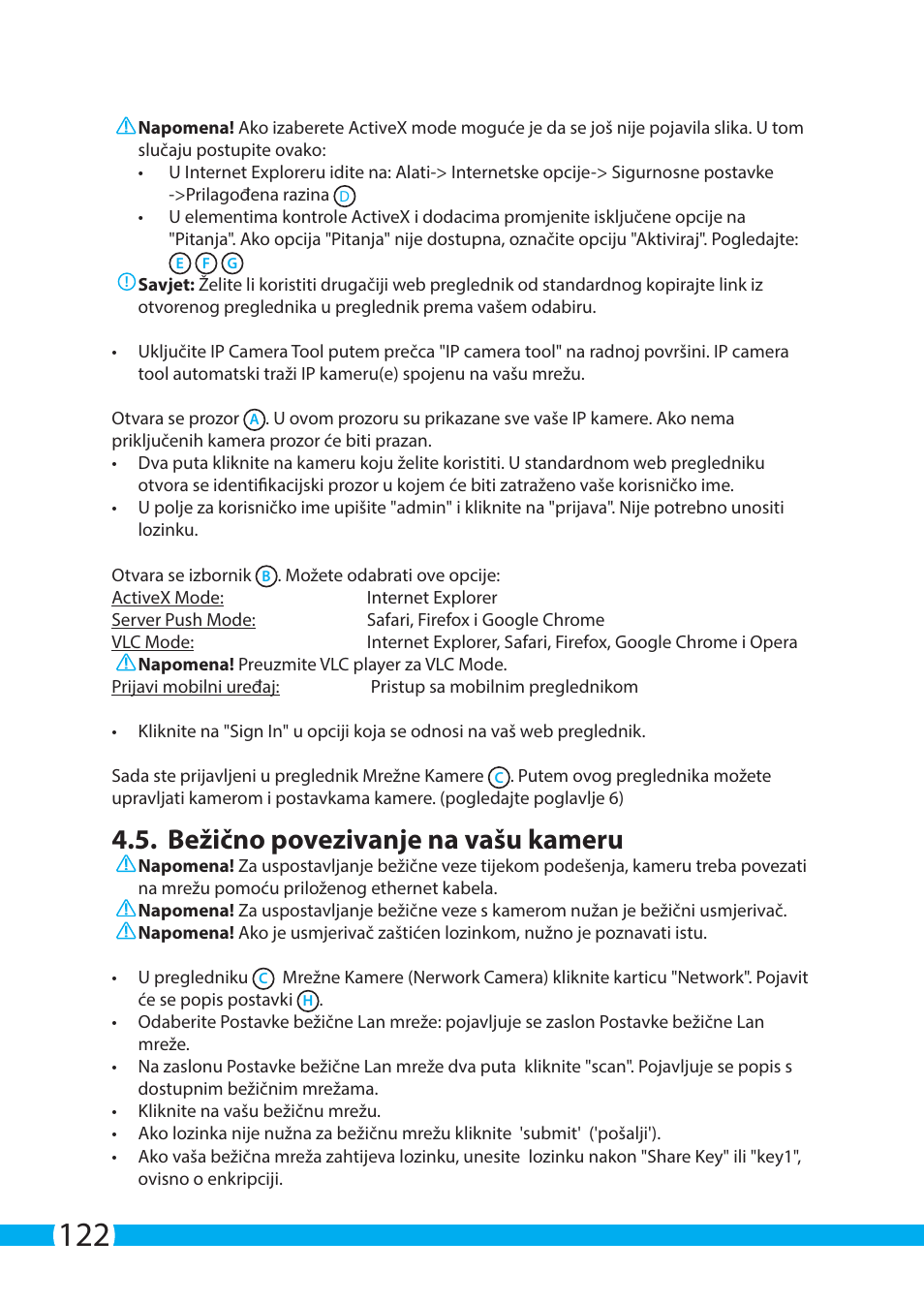 Bežično povezivanje na vašu kameru | ELRO C904IP.2 Plug & play network camera User Manual | Page 122 / 140