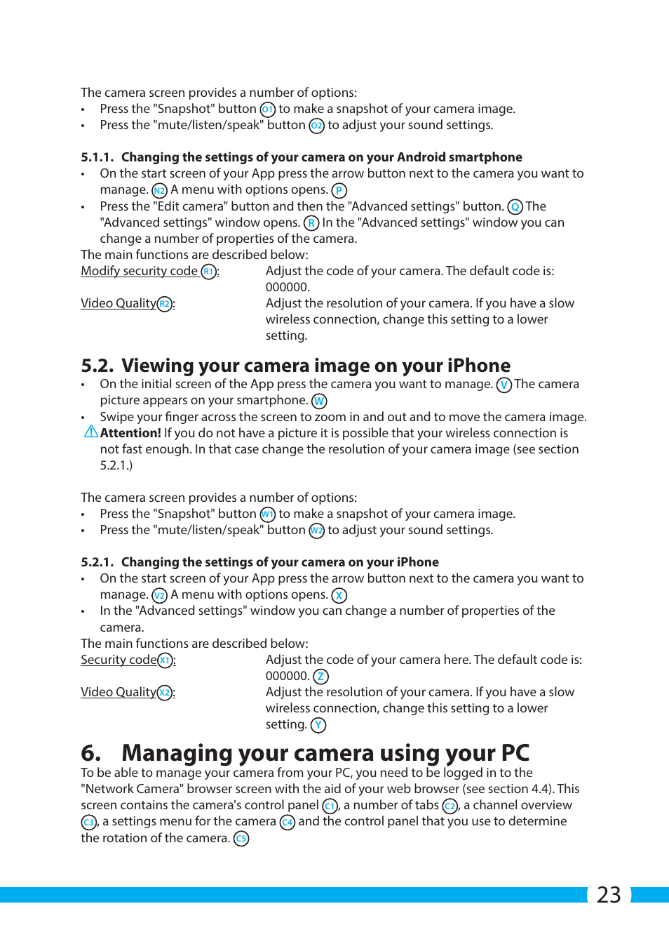 Managing your camera using your pc, Viewing your camera image on your iphone | ELRO C904IP.2 Plug & play network camera User Manual | Page 23 / 140