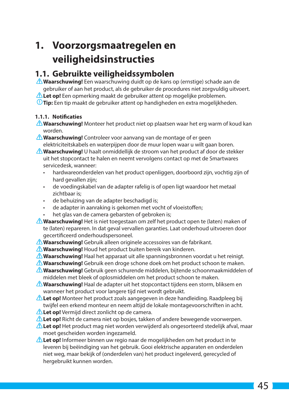 Gebruikte veiligheidssymbolen | ELRO C904IP.2 Plug & play network camera User Manual | Page 45 / 140