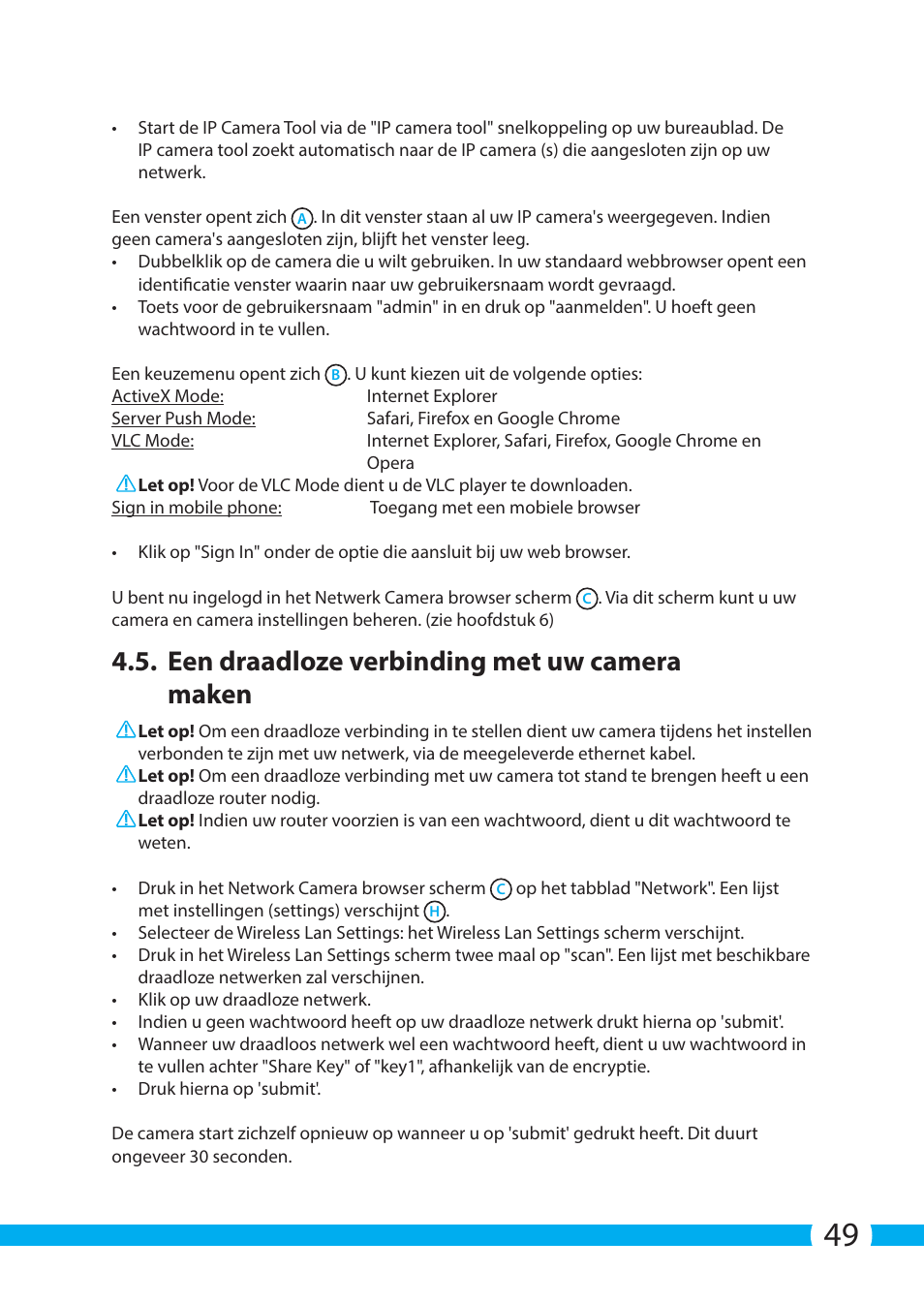 Een draadloze verbinding met uw camera maken | ELRO C904IP.2 Plug & play network camera User Manual | Page 49 / 140