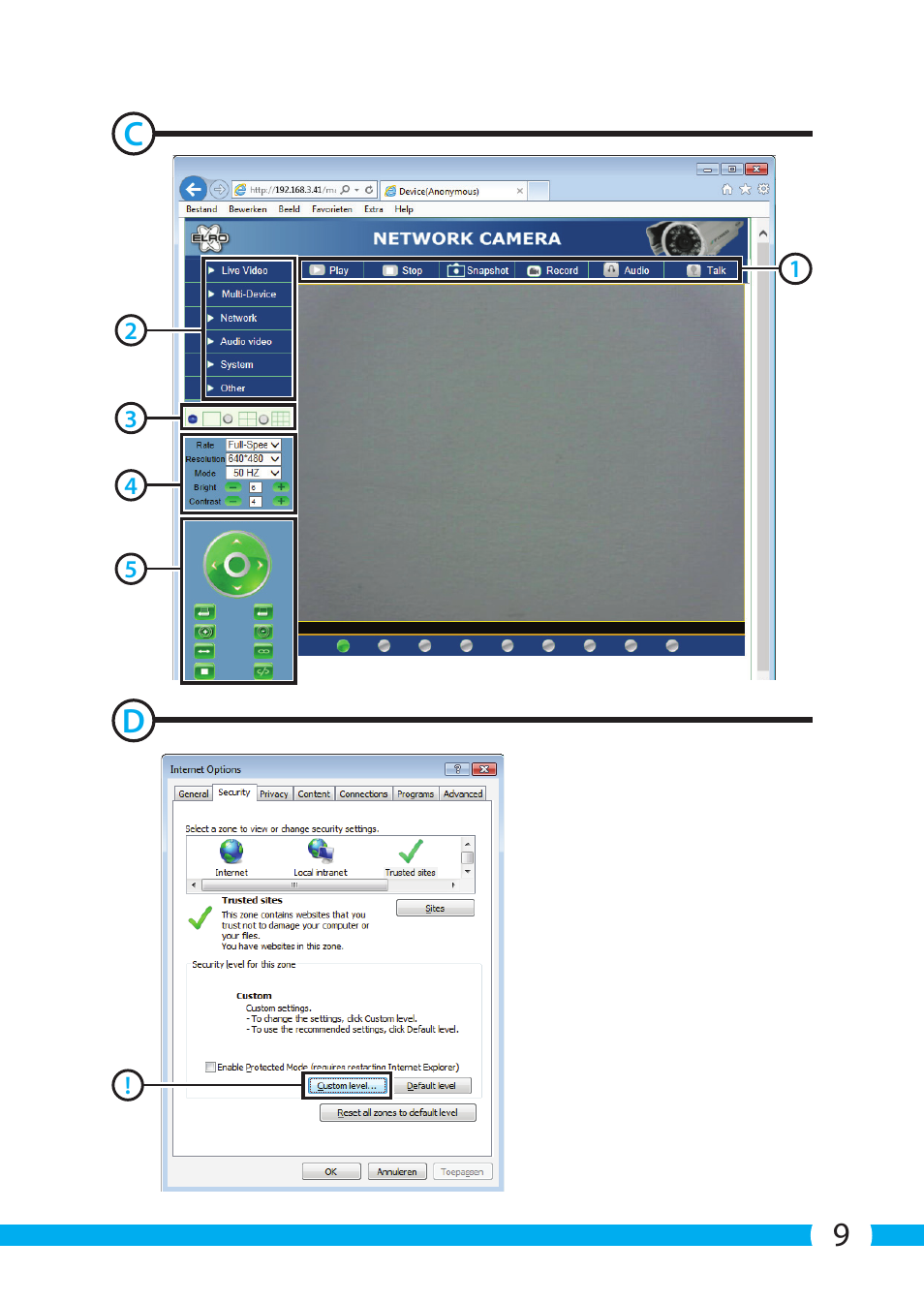 9d c | ELRO C904IP.2 Plug & play network camera User Manual | Page 9 / 140