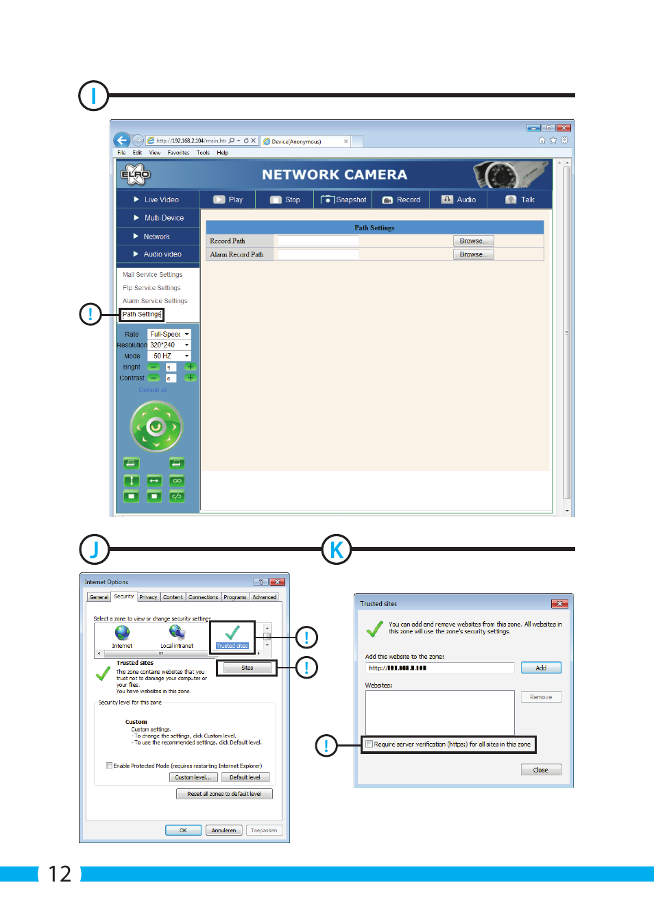 12 i j k | ELRO C704IP.2 WiFi network pt camera User Manual | Page 12 / 140