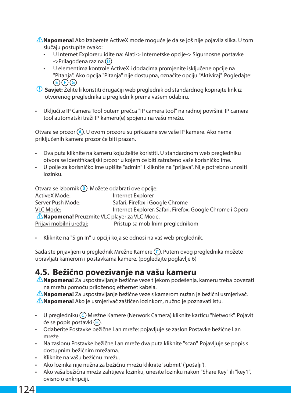 Bežično povezivanje na vašu kameru | ELRO C704IP.2 WiFi network pt camera User Manual | Page 124 / 140