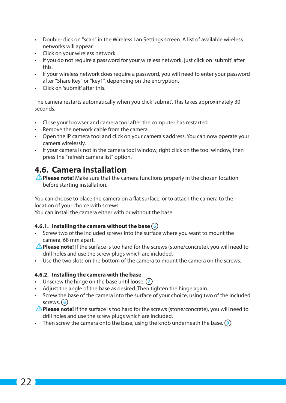 Camera installation | ELRO C704IP.2 WiFi network pt camera User Manual | Page 22 / 140