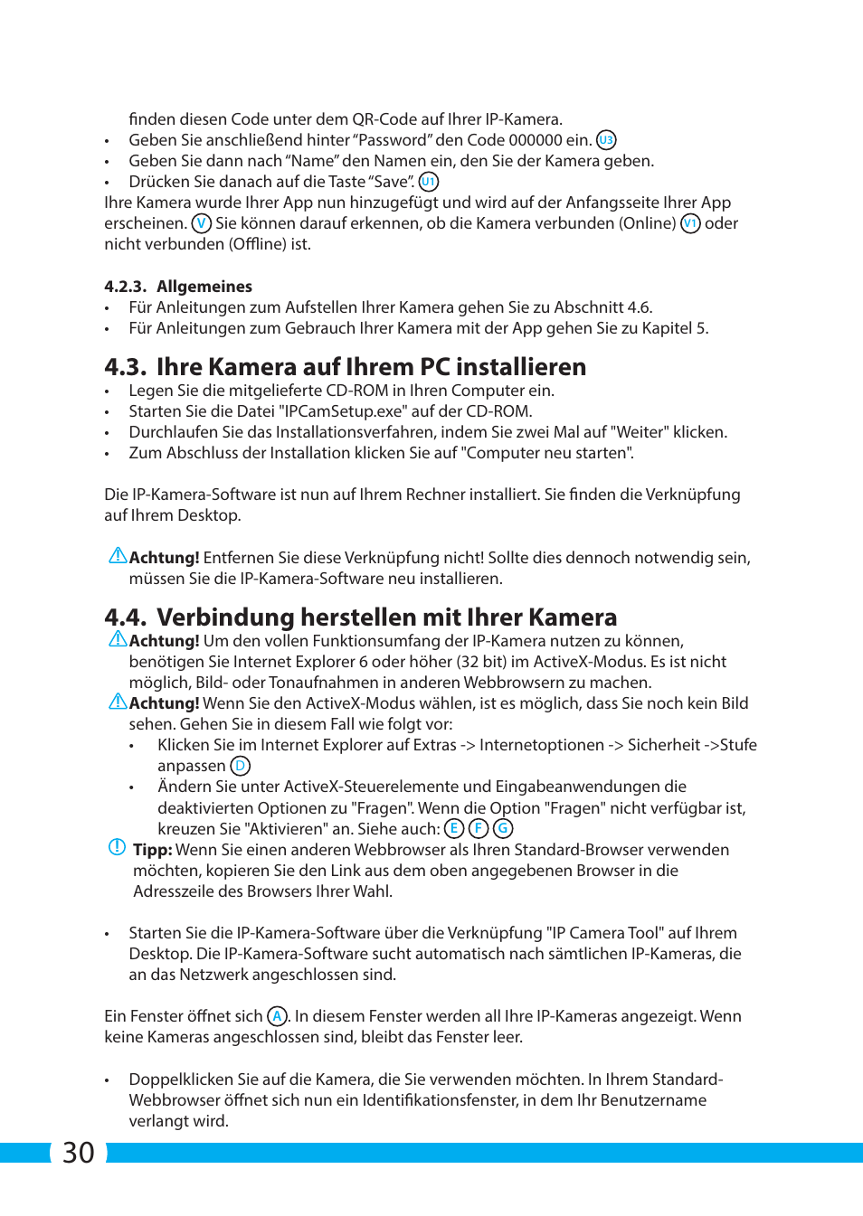 Ihre kamera auf ihrem pc installieren, Verbindung herstellen mit ihrer kamera | ELRO C704IP.2 WiFi network pt camera User Manual | Page 30 / 140