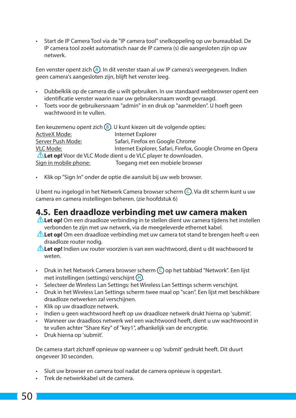 Een draadloze verbinding met uw camera maken | ELRO C704IP.2 WiFi network pt camera User Manual | Page 50 / 140