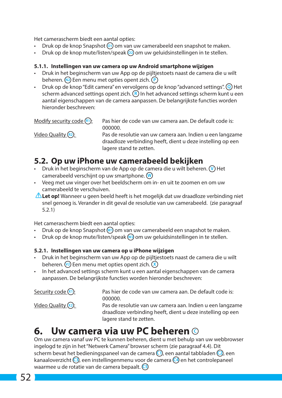 Uw camera via uw pc beheren, Op uw iphone uw camerabeeld bekijken | ELRO C704IP.2 WiFi network pt camera User Manual | Page 52 / 140