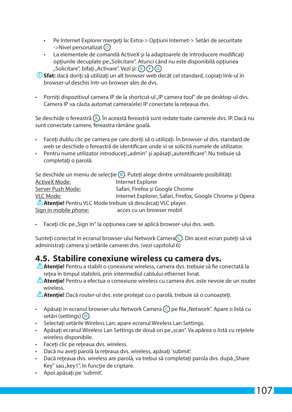 Stabilire conexiune wireless cu camera dvs | ELRO C903IP.2 Plug & play network camera User Manual | Page 107 / 132