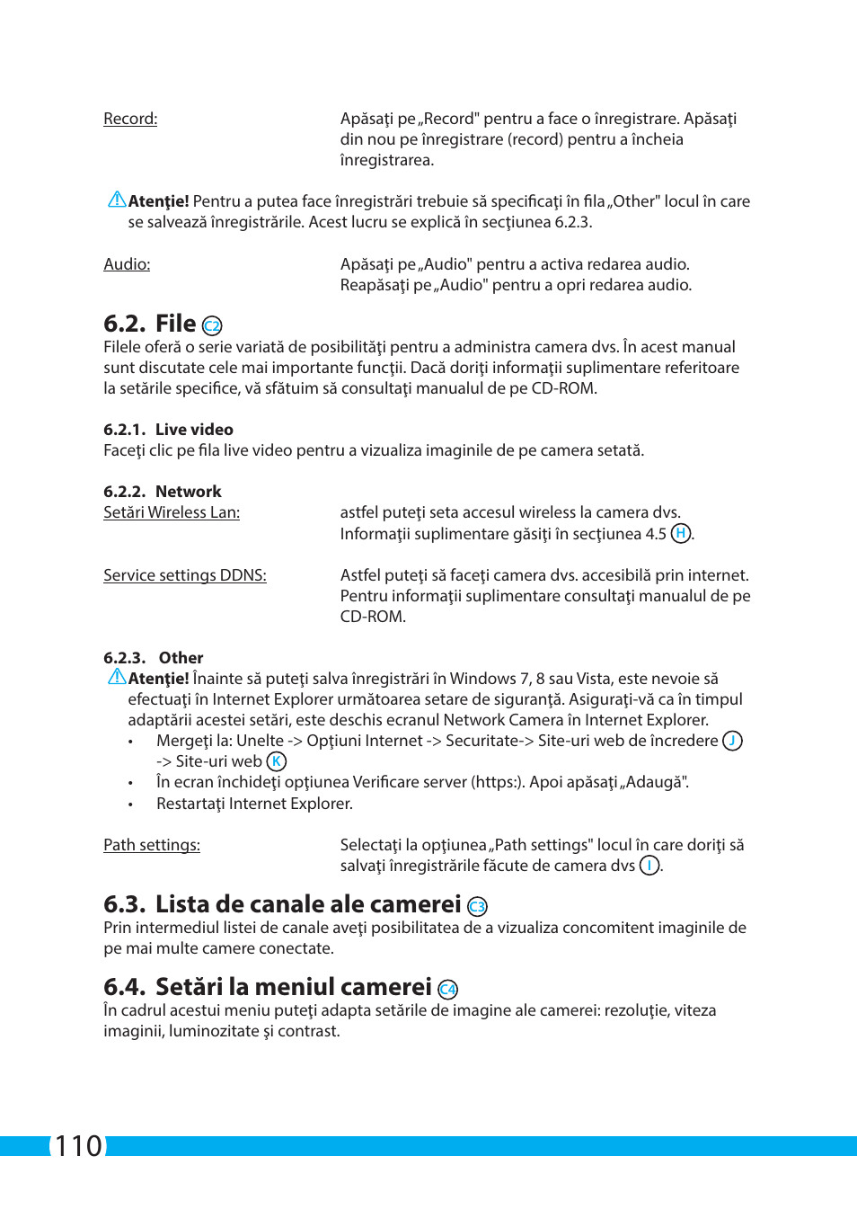 File, Lista de canale ale camerei, Setări la meniul camerei | ELRO C903IP.2 Plug & play network camera User Manual | Page 110 / 132